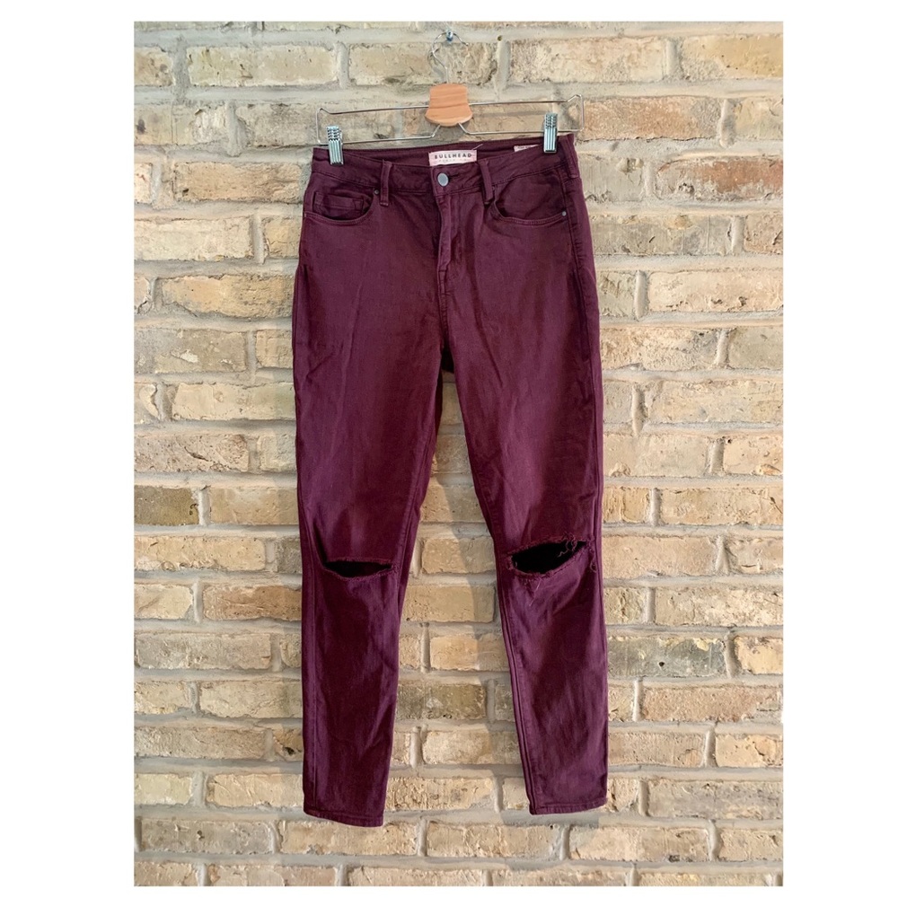 Burgundy high-rise skinny jeans